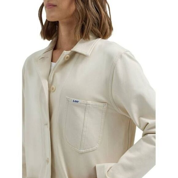 Lee Workwear Chore Shacket Jacket Top in Ivory Sz L - Picture 2 of 9